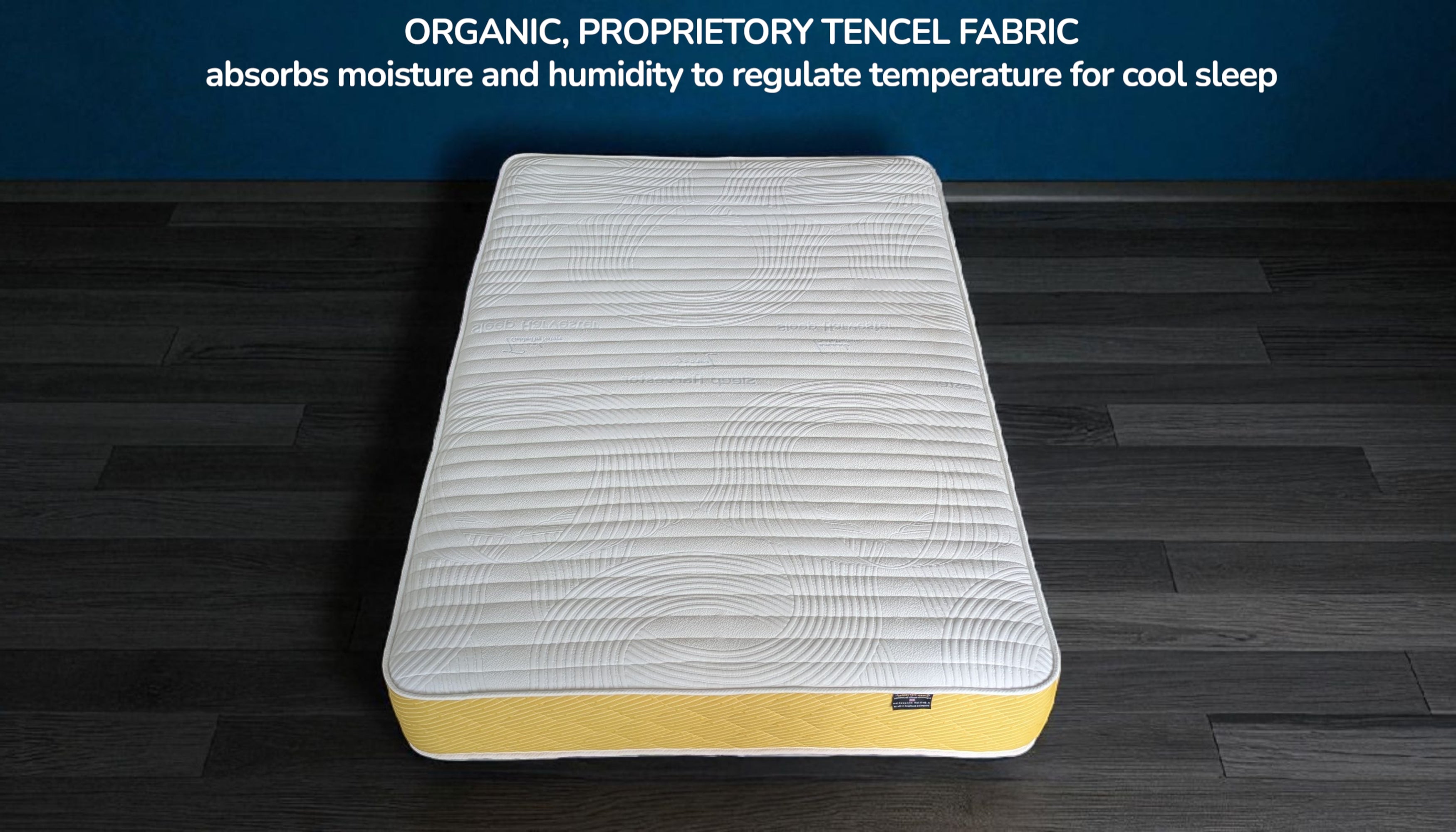 MOON kids mattress Tencel fabric close-up showing organic breathable material for sensitive children's skin