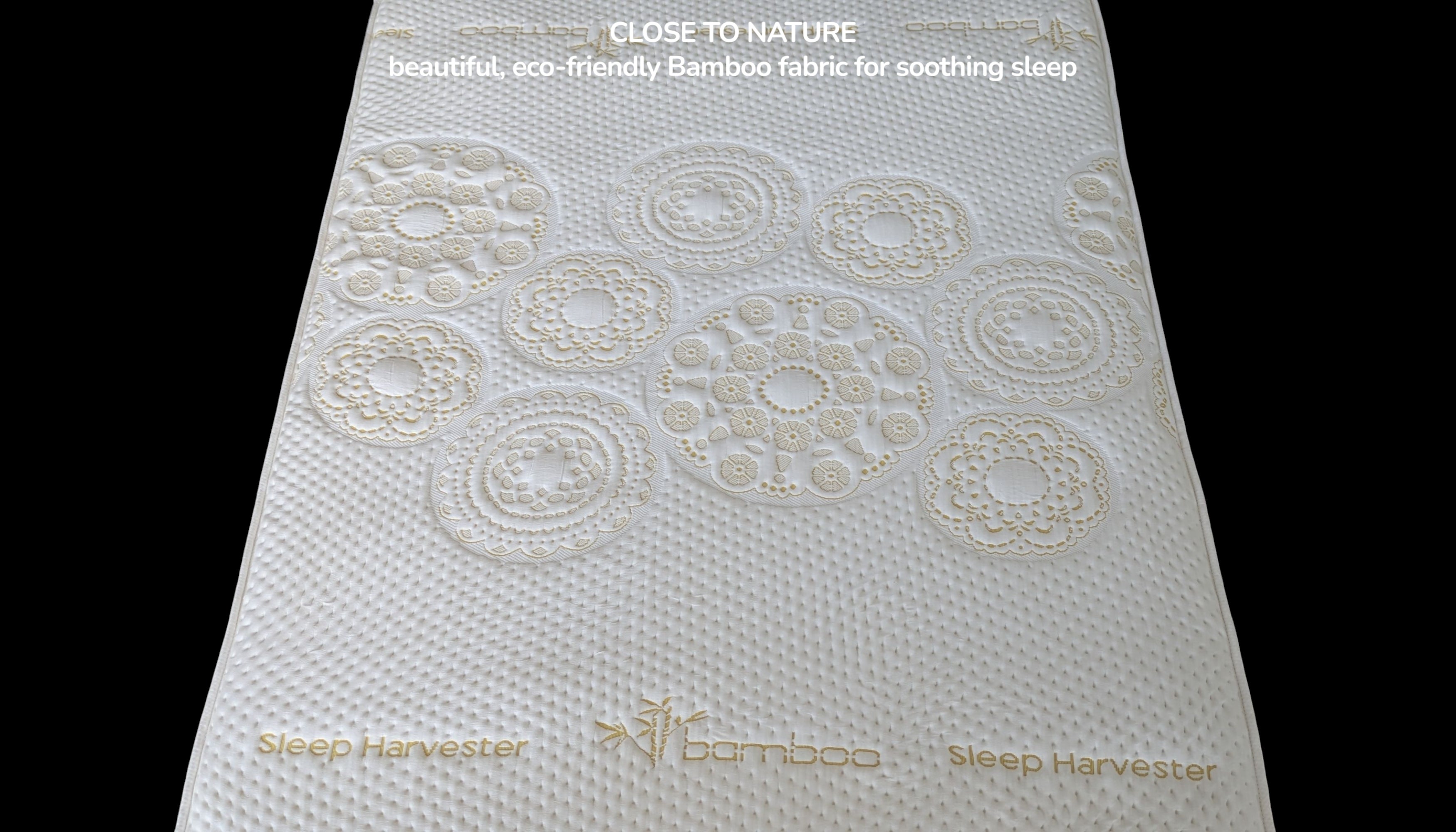 Detailed view of organic bamboo fabric texture on Sienna mattress cover