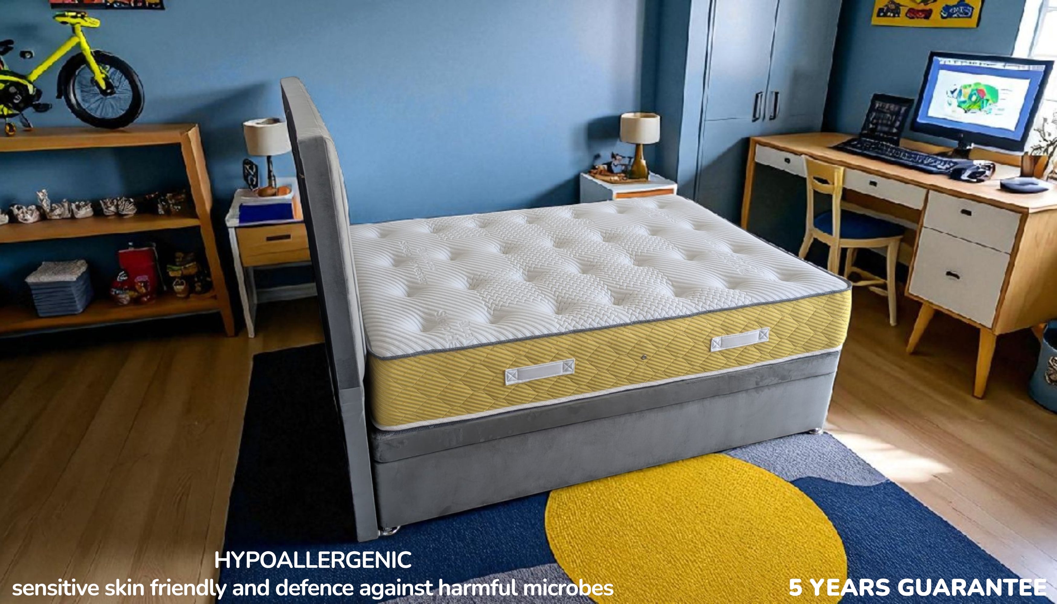 STAR mattress 7-layer construction cross-section showing hybrid cooling technology and ergonomic design