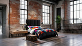 CRYSTAL 4-panel vertical headboard in black upholstery, displaying premium fabric texture and elegant panelled design