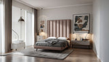 MARLYN 7-panel upholstered headboard in brown fabric showing luxury finish