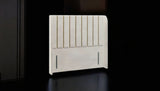 Close-up detail of Ellie headboard's vertical panel construction and upholstery finish