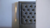 KIM Chesterfield headboard full front view showing tufted button design and  elegant upholstered finish