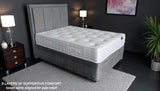 Cross-section view of Leonore mattress showing 8-layer construction with bamboo fabric and pocket springs