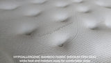 Leonore mattress highlighting hypoallergenic bamboo fabric surface for natural comfort