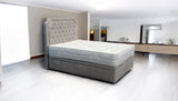 OTO fabric upholstered ottoman storage bed front and back view, displaying elegant bedroom furniture design