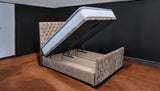 RANA brown ottoman bed complete view with headboard and footboard showing full bedroom furniture set