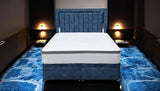 CALORIS end opening ottoman bed in upholstered fabric with mattress