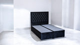 ELIZA black ottoman bed side  view with storage compartment closed, demonstrating easy access storage