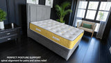 Spinal alignment diagram showing PROBE 2000 mattress ergonomic support for proper posture