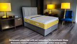 Front side view showing detailed sumptuous pillow top construction for comfort and better sleep quality