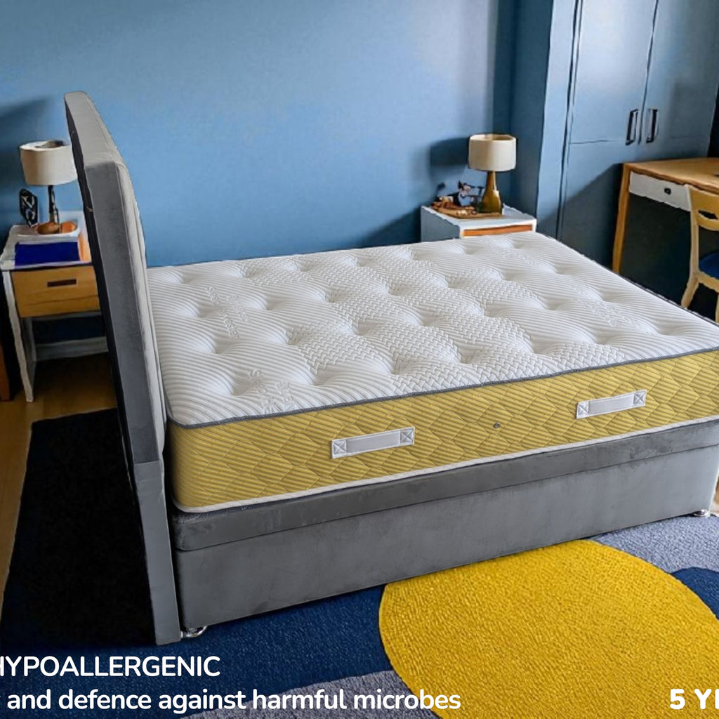 STAR mattress 7-layer construction cross-section showing hybrid cooling technology and ergonomic design